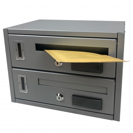 Cassetta postale condominiale 2 posti Iron Grey Art. 783B 23x18x30 cm SILVER