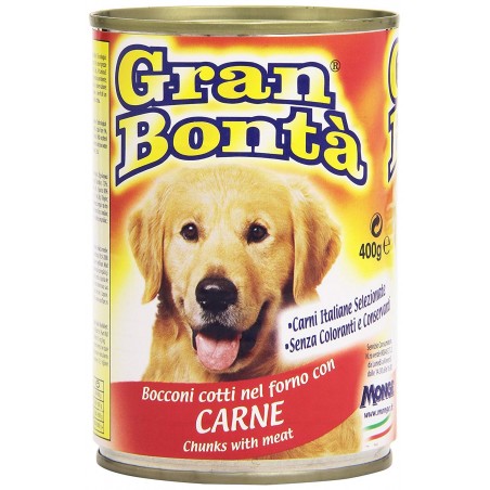 Confezione 12x Monge GRAN BONTA' Bocconi con Carne per cani 1230g con vitamine