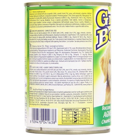 Confezione 12x Monge GRAN BONTA' Agnello e Riso per cani da 1230g con vitamine