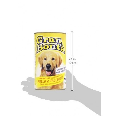Confezione 12x Monge GRAN BONTA' per cani Pollo e tacchino 1230gr con vitamine