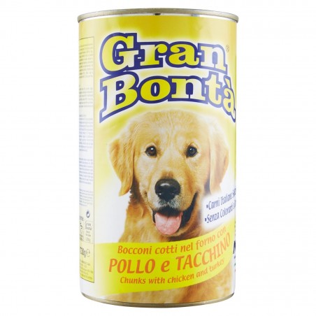 Confezione 12x Monge GRAN BONTA' per cani Pollo e tacchino 1230gr con vitamine