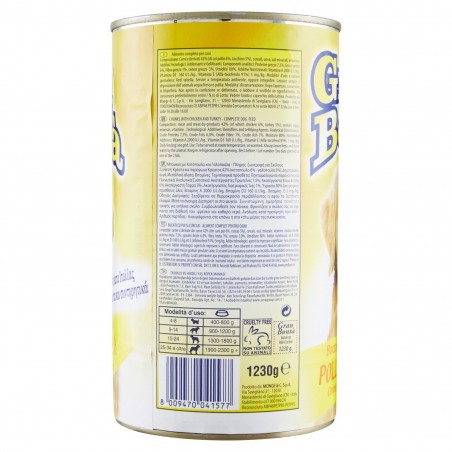 Confezione 12x Monge GRAN BONTA' per cani Pollo e tacchino 1230gr con vitamine