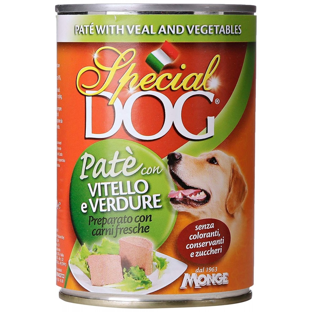 Monge SPECIAL DOG Pate' Vitello e Verdure scatoletta per cani da 400g vitamine