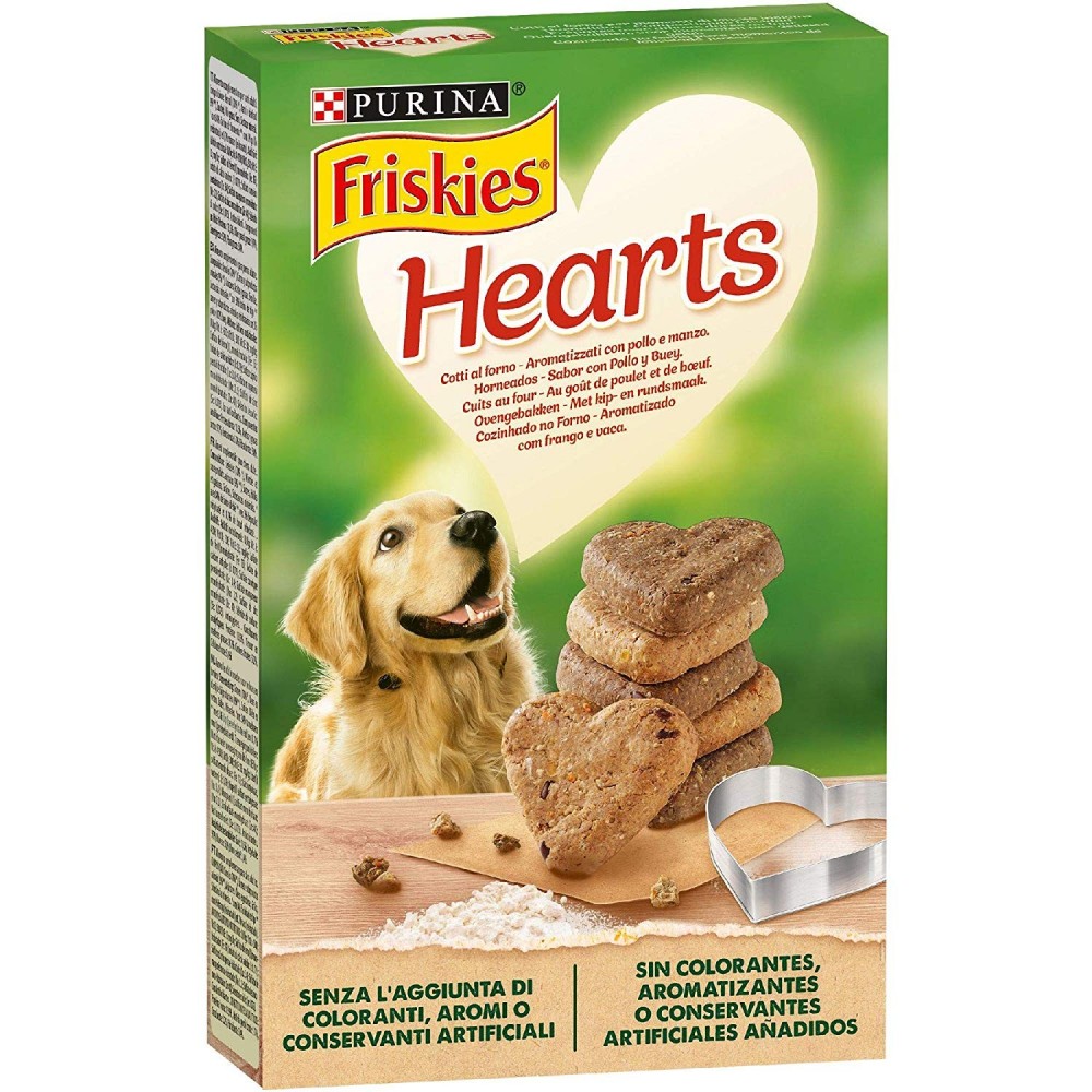 Pack 6 pz Purina Friskies Hearts Biscotti Cane Aromatizzati Pollo e Manzo 320gr