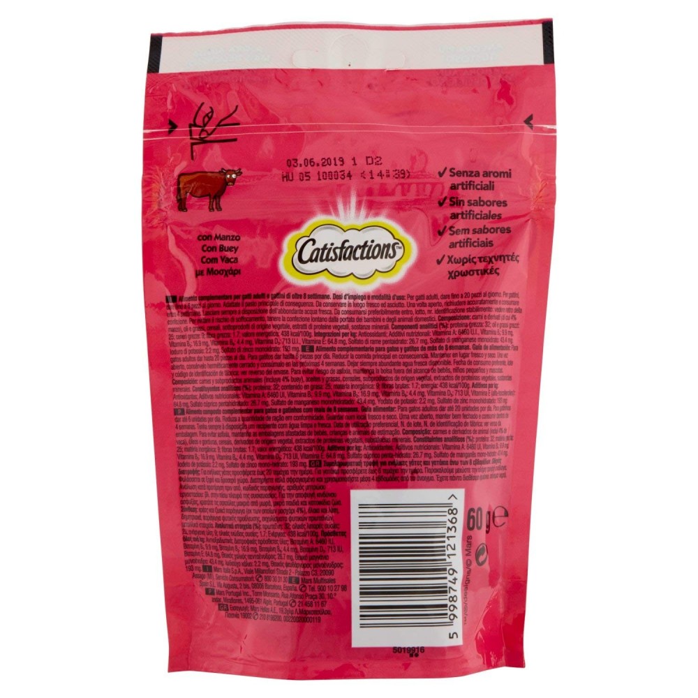 Pack da 6x Snack per gatto Catisfactions 121375...