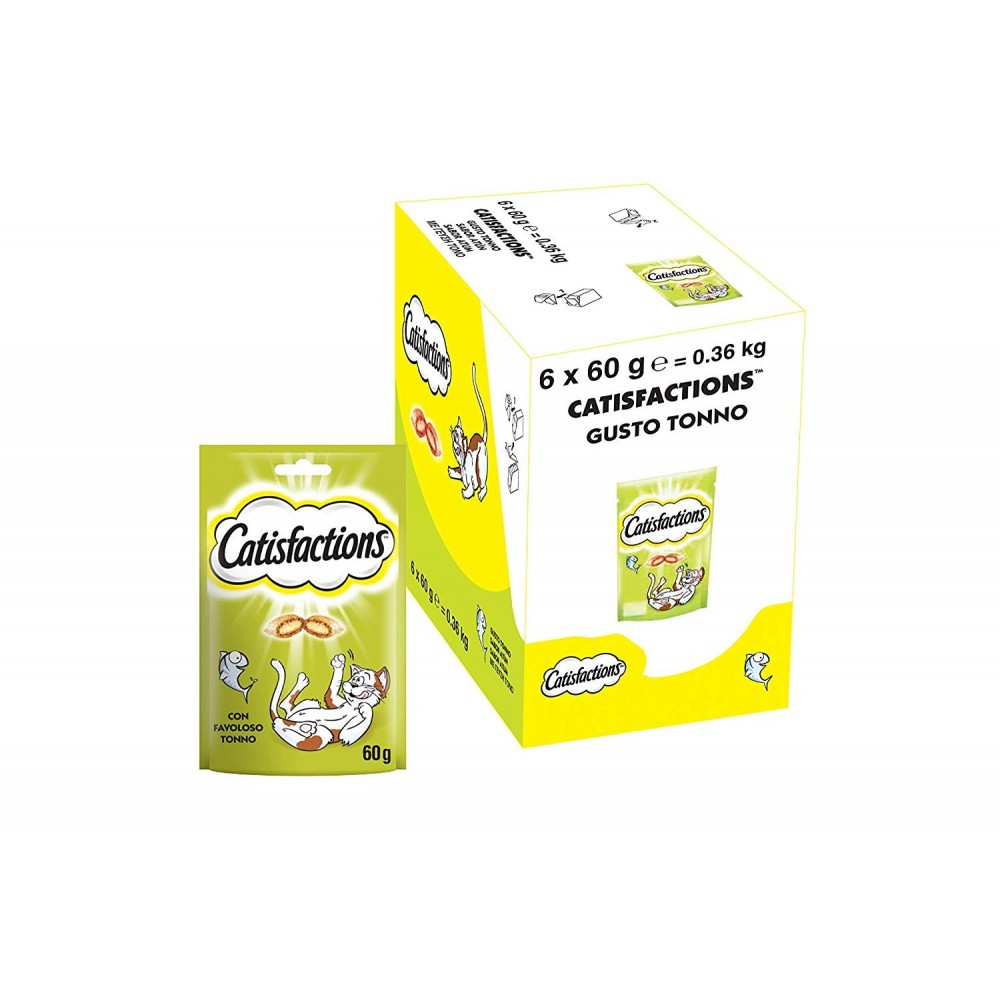 Pack da 6x Snack per gatto Catisfactions 133361 bocconcini con Tonno 60g