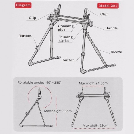 Supporto 401033 pieghevole regolabile ultra-leggero treppiede tablet e smarphone