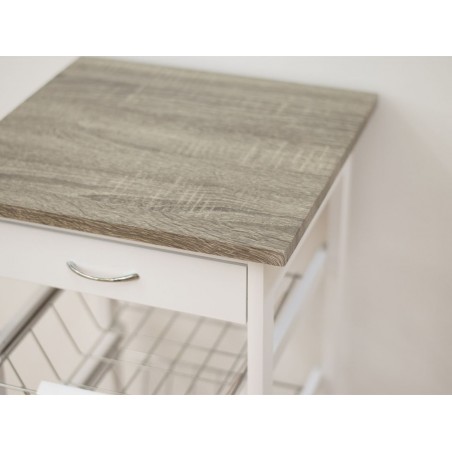 ArtLegno 697706 carrello 3 piani con cassetto in legno Bianco 76x37x37cm