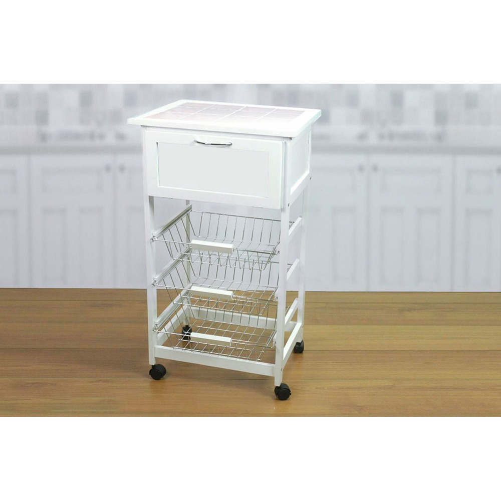 ArtLegno 697716 Carrello 3 piani con cassetto...