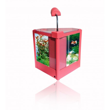 Acquario in plastica rigida 4,5 litri  6 led 2w con filtro vari colori risparmio energetico 28,5 x 18,6 x 24,5 cm 