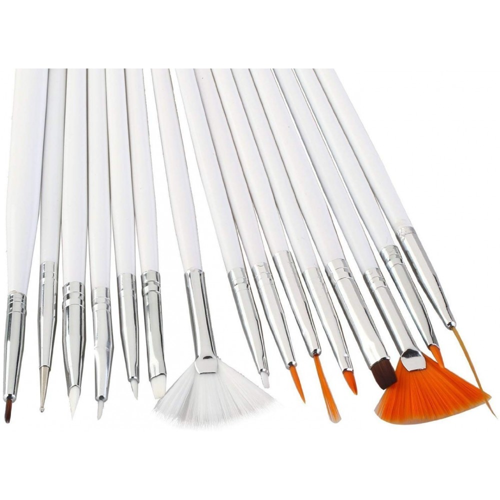Set 15 pennelli nail art ricostruzione unghie