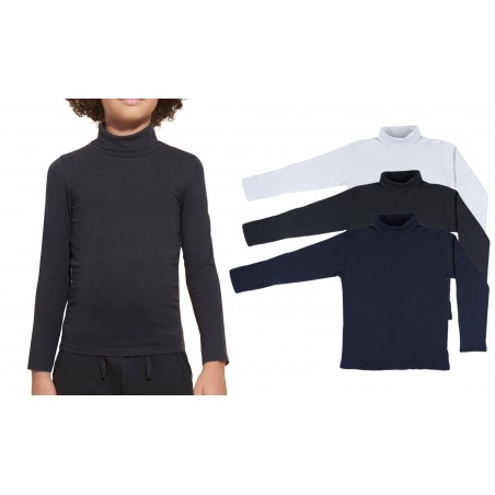 PACK 4x Maglia Bambino REBUS COLLO ALTO VKA41 interno felpato manica lunga