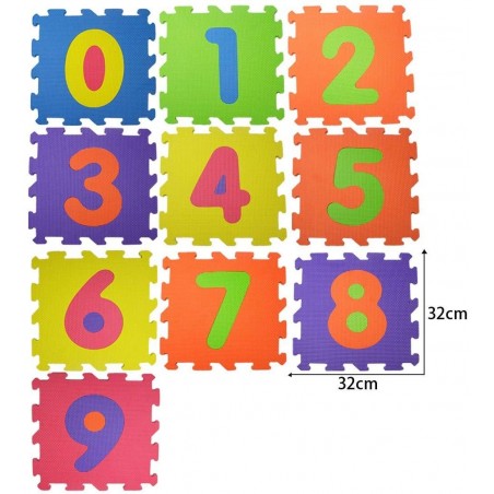 Tappeto Puzzle Numeri 388470 BRICOBRAVO componibile colorato 9 pezzi 32X32cm EVA