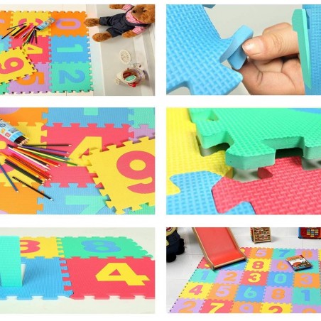 Tappeto Puzzle Numeri 388470 BRICOBRAVO componibile colorato 9 pezzi 32X32cm EVA