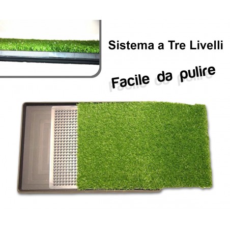 LETTIERA ERBA SINTETICA PER ANIMALI DOMESTICI TOILETTE POTTY PATCH WC LAVABILE 3 STRATI grande