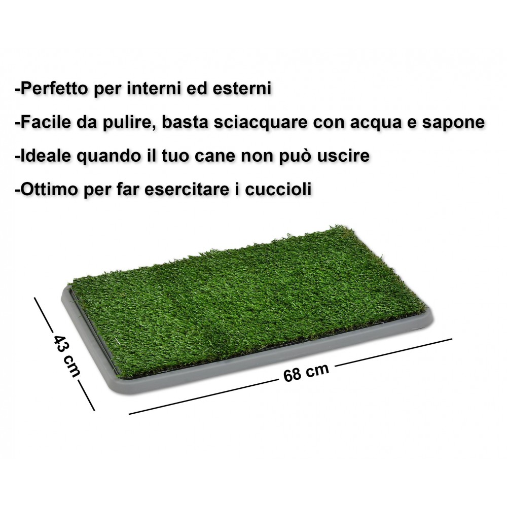LETTIERA ERBA SINTETICA PER ANIMALI DOMESTICI TOILETTE POTTY PATCH WC LAVABILE 3 STRATI grande