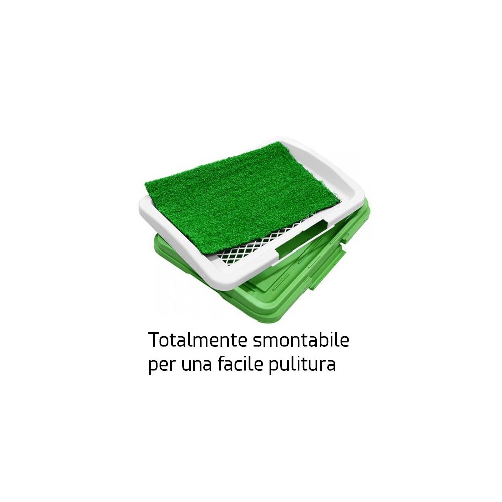 LETTIERA ERBA SINTETICA PER ANIMALI DOMESTICI TOILETTE POTTY PATCH WC LAVABILE 3 STRATI grande