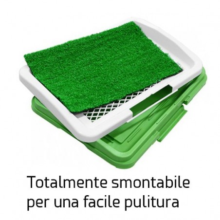 LETTIERA ERBA SINTETICA PER ANIMALI DOMESTICI TOILETTE POTTY PATCH WC LAVABILE 3 STRATI grande