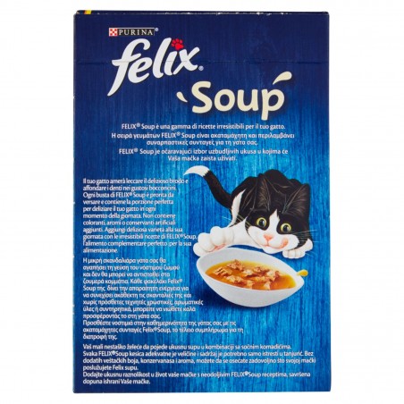 Purina Pack 6 x 48 gr bustine Felix Soup selezioni miste Manzo Pollo Tonno 288gr