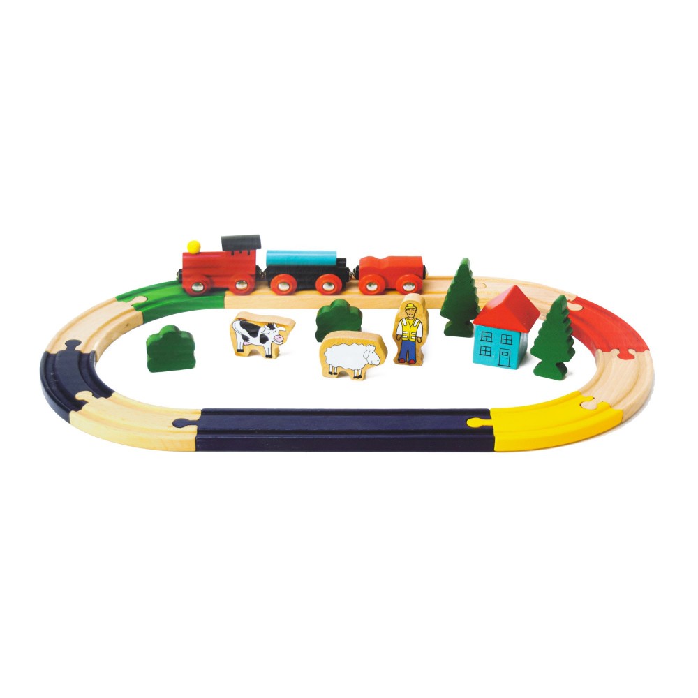 Playset Trenino 721206 in legno binario e...