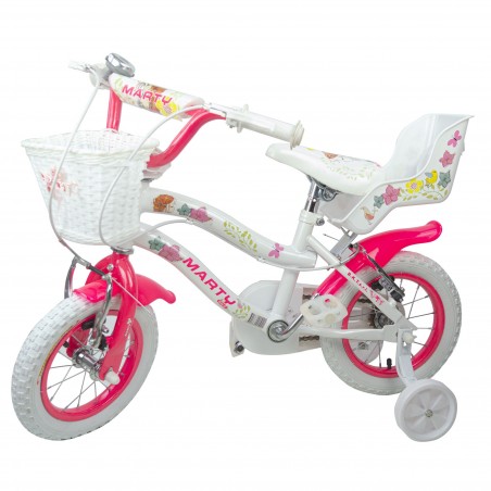 Bici da Bambina MARTY misura 12 da 2-5 anni con cestino e portabambole