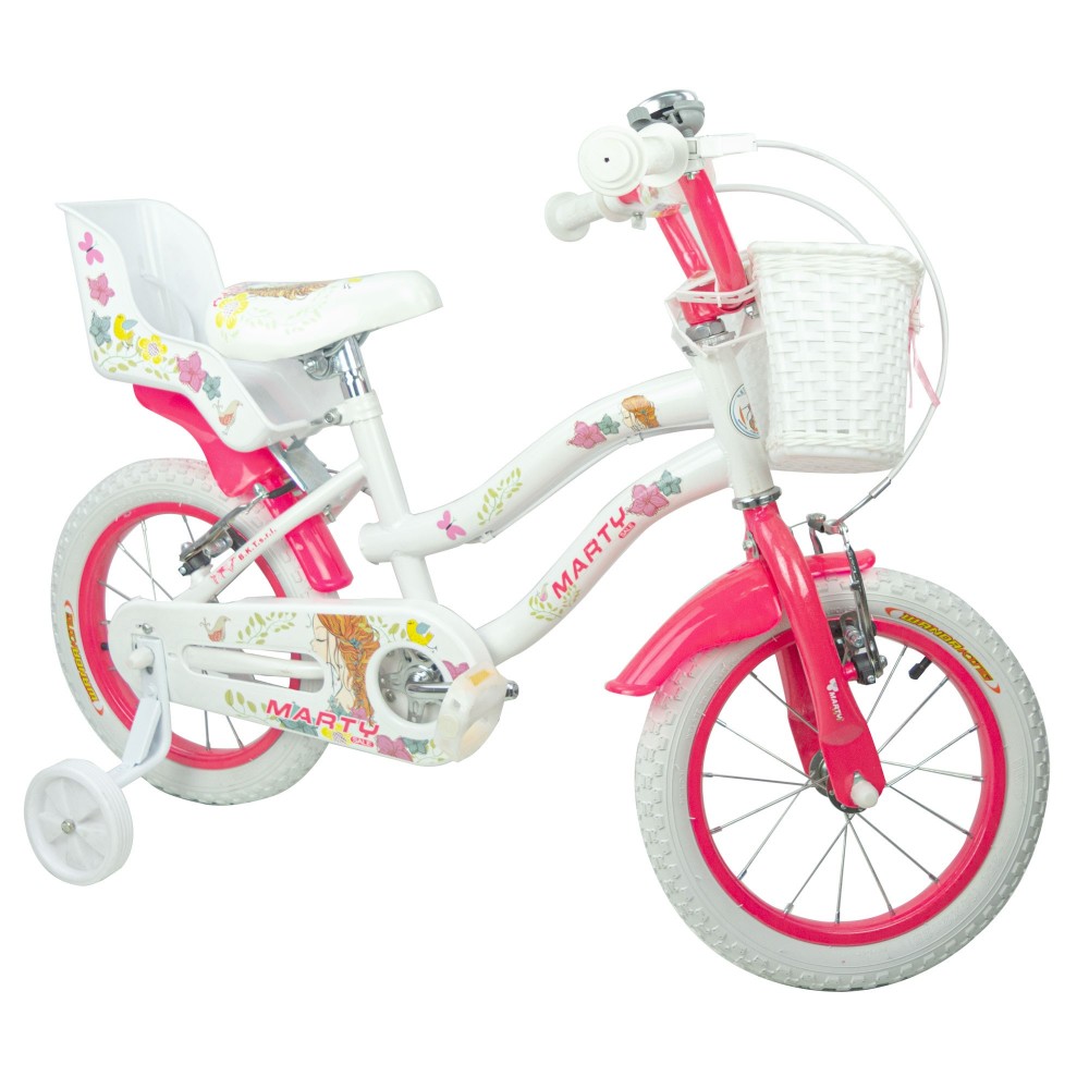 Bici da Bambina MARTY misura 14 da 3-6 anni con cestino e portabambole