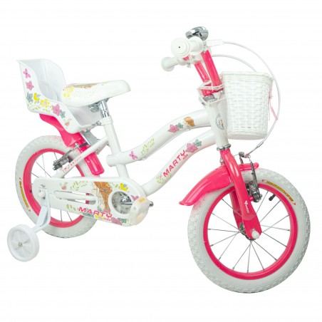Bici da Bambina MARTY misura 14 da 3-6 anni con cestino e portabambole