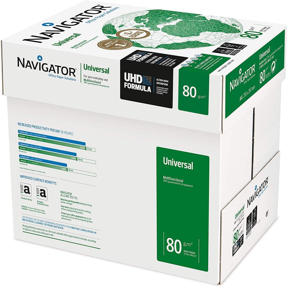 Navigator Pack 5x Risme di carta formato A4 500 fogli da 80g Universal Copy