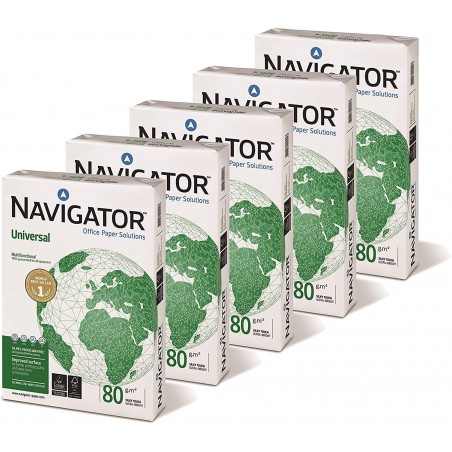 NAVIGATOR Pack 5x Risme di carta formato A4 500 fogli da 80g Universal Copy