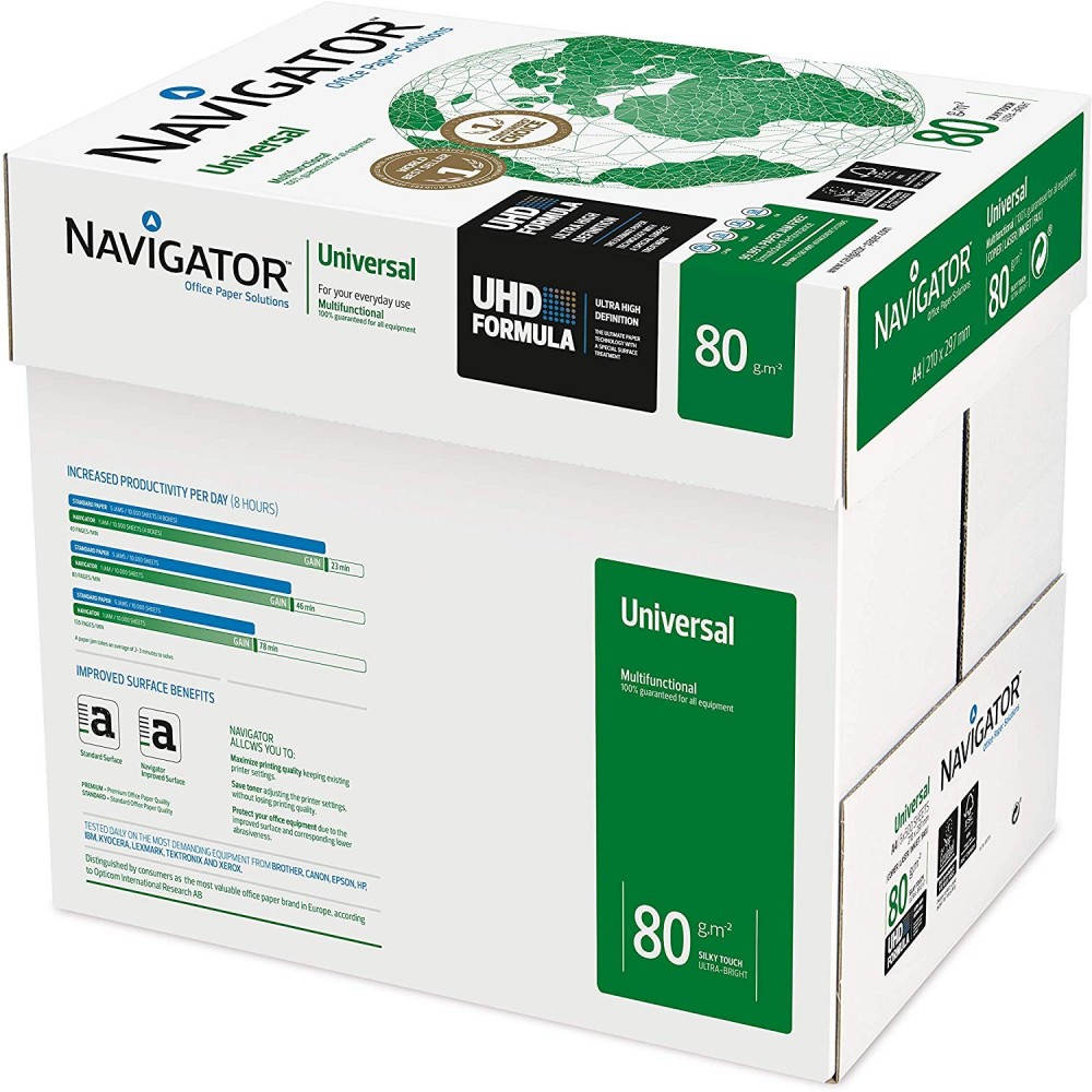 NAVIGATOR Pack 5x Risme di carta formato A4 500...