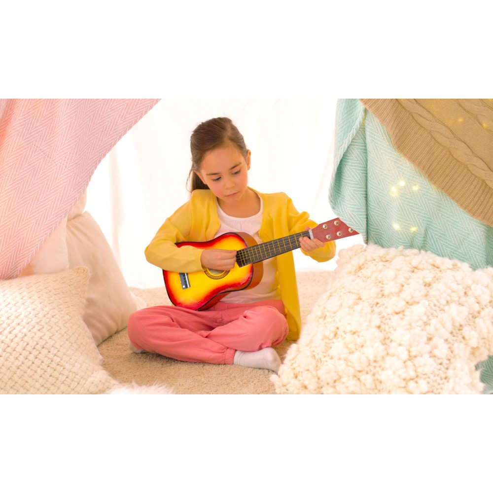 Chitarra Acustica Per Bambini Legno 63 Cm – Principianti, 6 Corde, Strumento Giocattolo