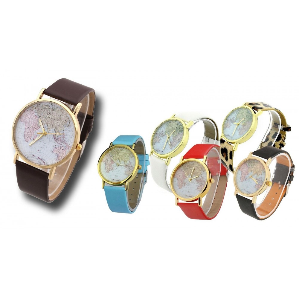 Orologio vintage analogico con mappamondo al...