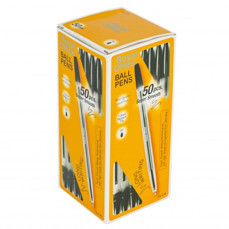 Pack da 50 Penne ad inchiostro a sfera Royal Office 1mm lunga durata con clip