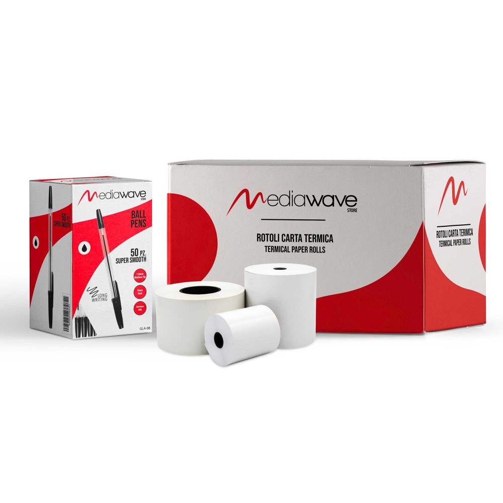 Pack 50 penne e 10 rotoli carta termica per pos...