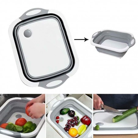 Magic Tray Contenitore 2 in 1 richiudibile taglia e lava verdura multiuso