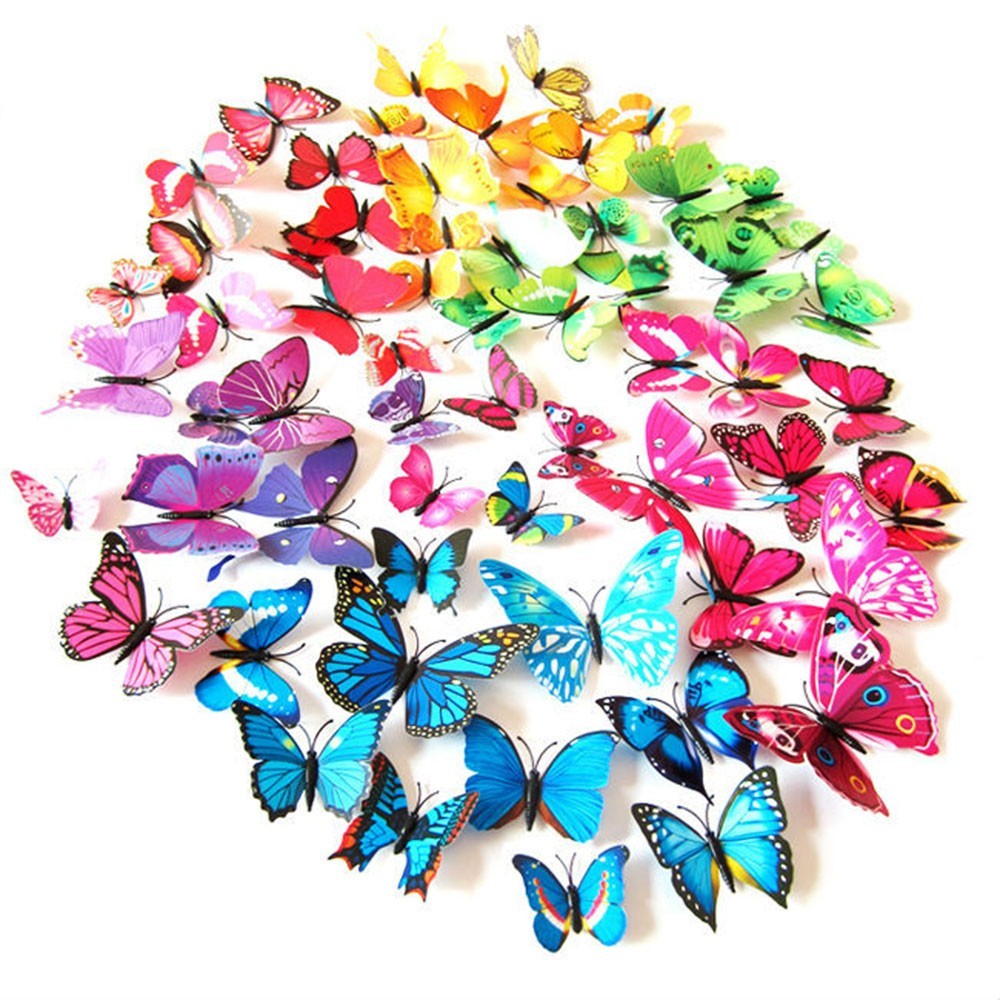multicolore a doppio strato di farfalle magnetiche in PVC per cameretta dei bambini Confezione da 12 adesivi da parete con farfalle 3D Kikier decorazione per frigorifero 