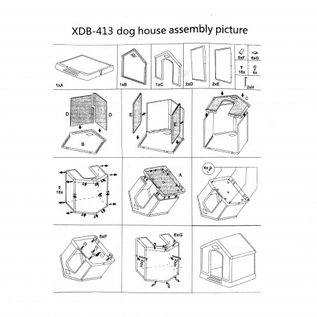 Cuccia a casetta XDB-413 PROLABZOO in resina 4568 per cani 101x97x99 cm