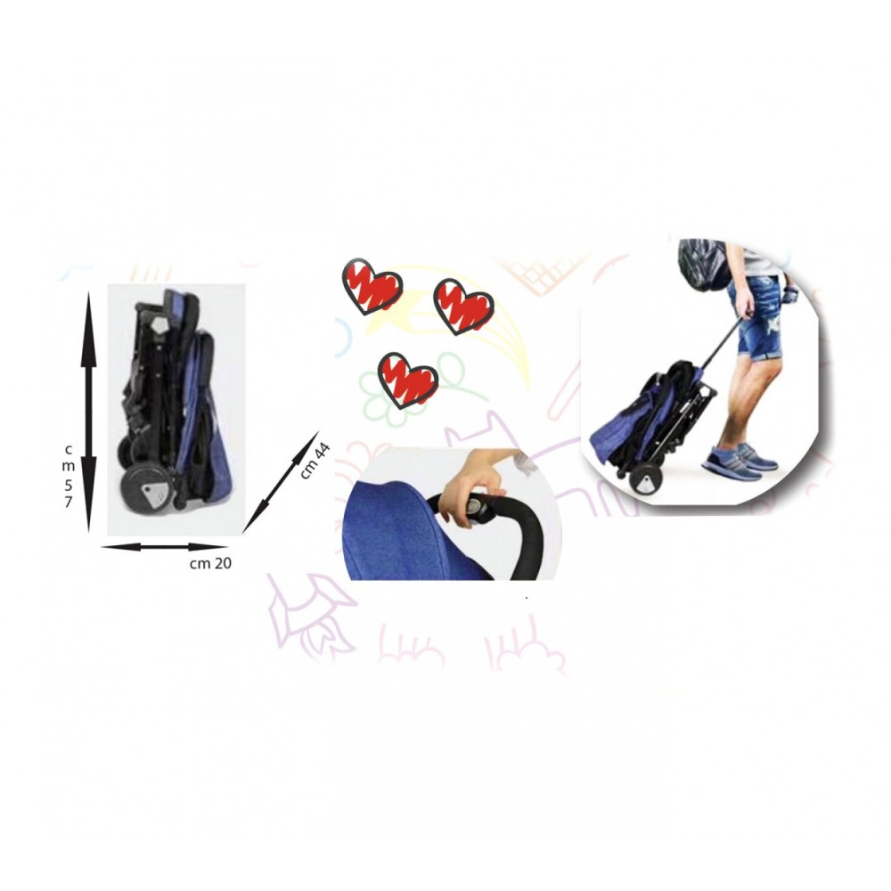 BK-B426-CF Passeggino NUNU' SMALL pieghevole ad ingombro minimo trasportabile