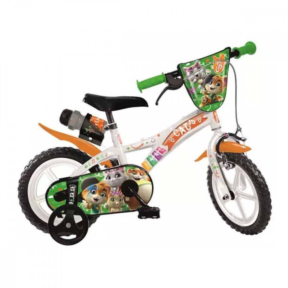 Dino Bikes 612L Bicicletta per Bambini misura 12 con 2 Freni 44 Gatti Bianca