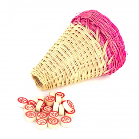 Tombola Napoletana 48 cartelle 221439 cartellone paniere vimini e numeri