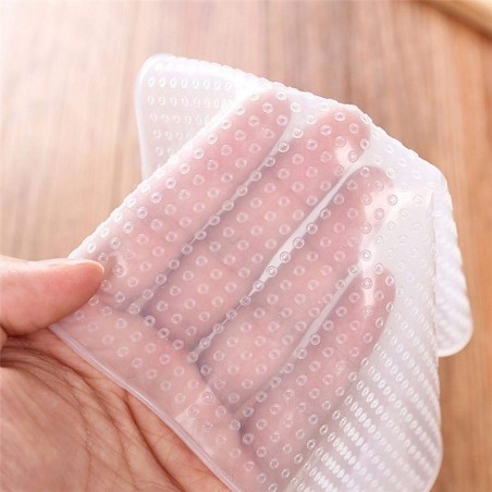 Set di 3 Tappi di silicone riutilizzabili estensibili e sigillanti per alimenti
