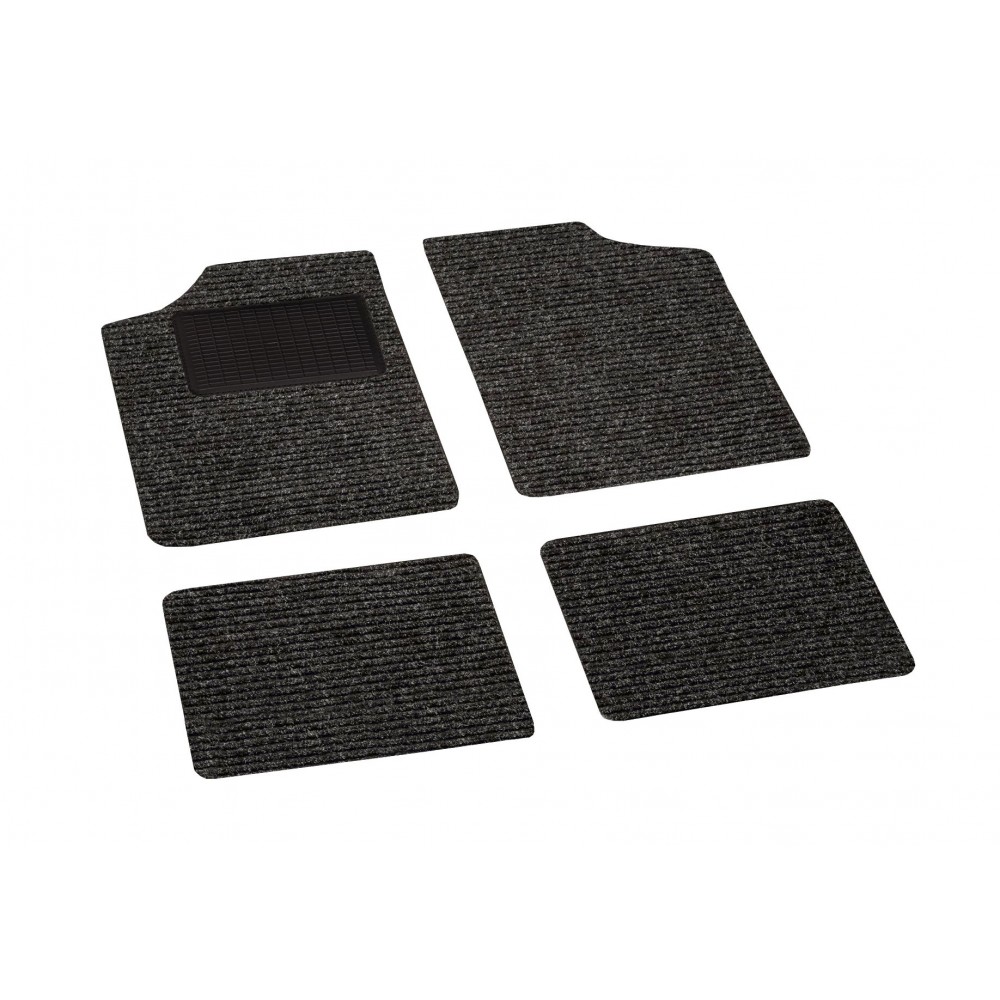 Set completo di 4 tappetini auto in moquette universali con salvatacco in gomma lato guidatore 