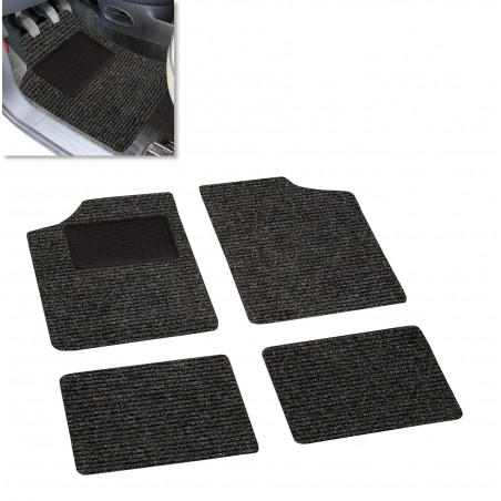 Set completo di 4 tappetini auto in moquette universali con salvatacco in gomma lato guidatore 