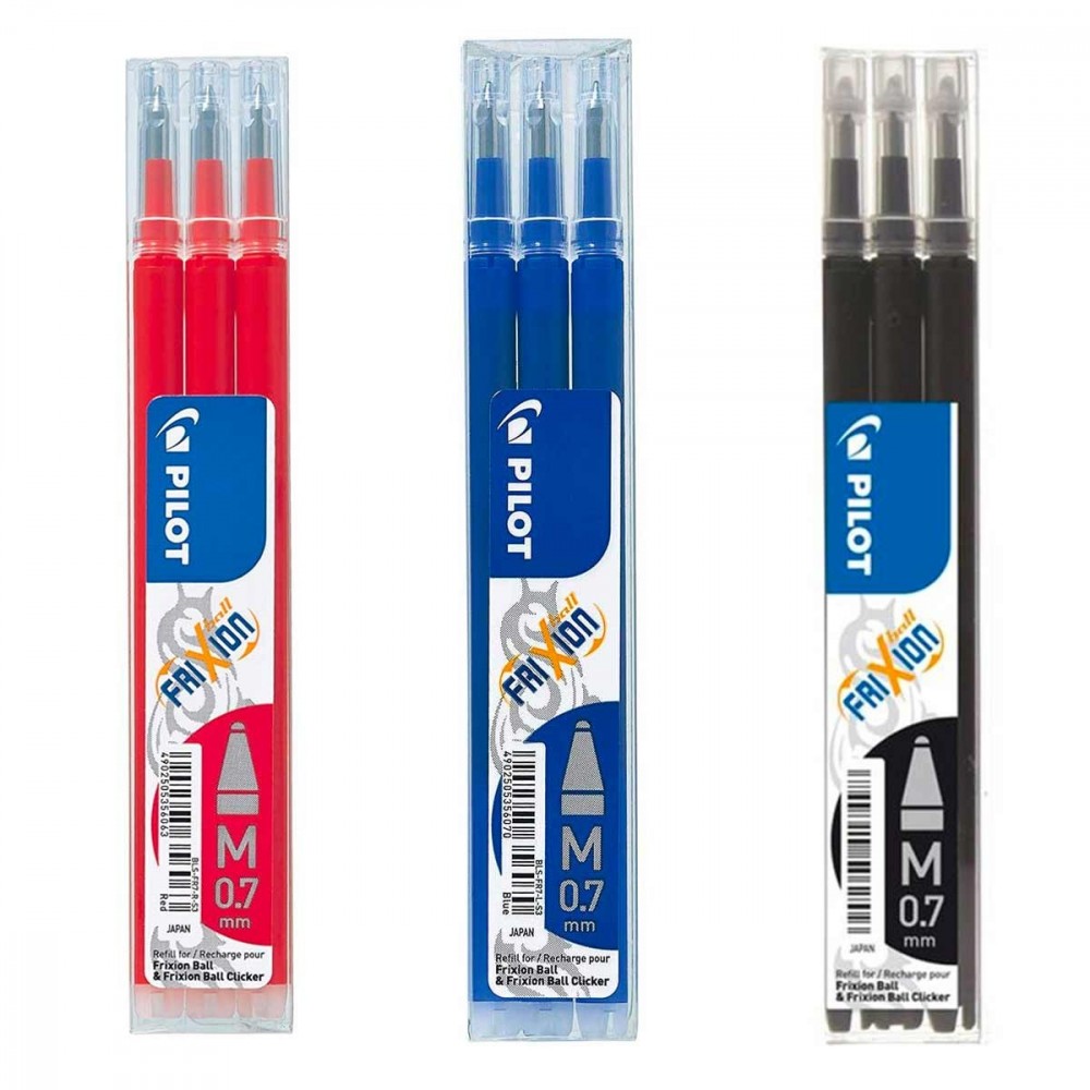 Pilot Penna Frixion penna blu confezione da 4 colori assortiti & Osama Refill Compatibile con penne Frixion ball 3 pezzi 