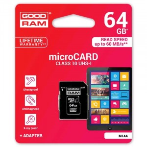 Scheda memoria GOOD RAM microsd card 64 GB con adattatore...