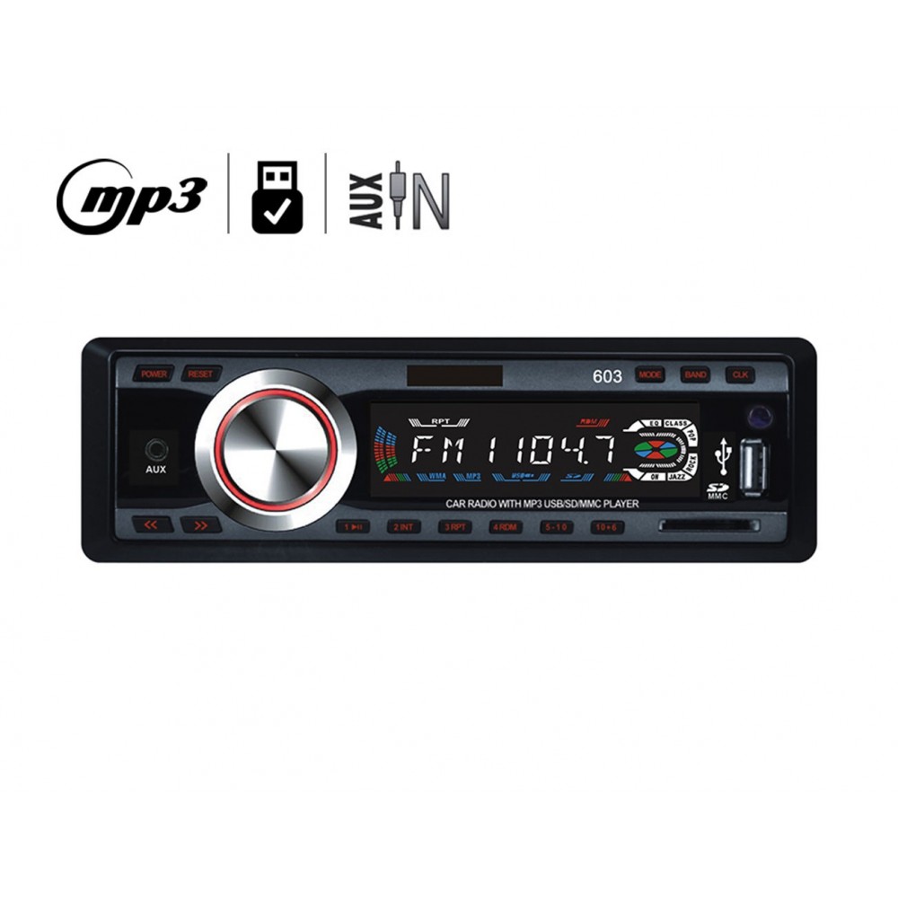 Stereo auto autoradio mp3 slot sd porta usb mp3-603 camper 12v