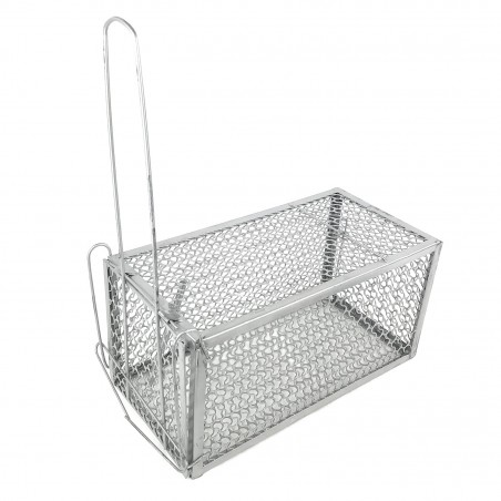 Trappola in metallo 10750 gabbia per topi con scatto a molla 27x15x12 cm GRIGIO