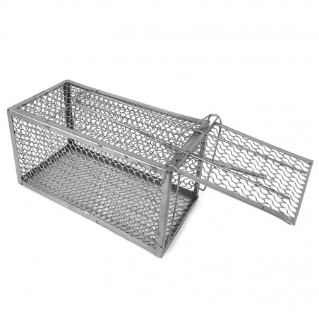 Trappola in metallo 10750 gabbia per topi con scatto a molla 27x15x12 cm GRIGIO