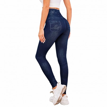 Pack 2 pz Leggings termico 1113 effetto denim con interno felpato taglia unica