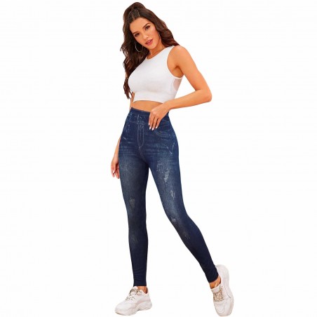 Pack 2 pz Leggings termico 1113 effetto denim con interno felpato taglia unica